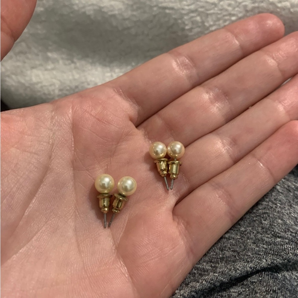 Gold and Cream Pearl Drop Earrings